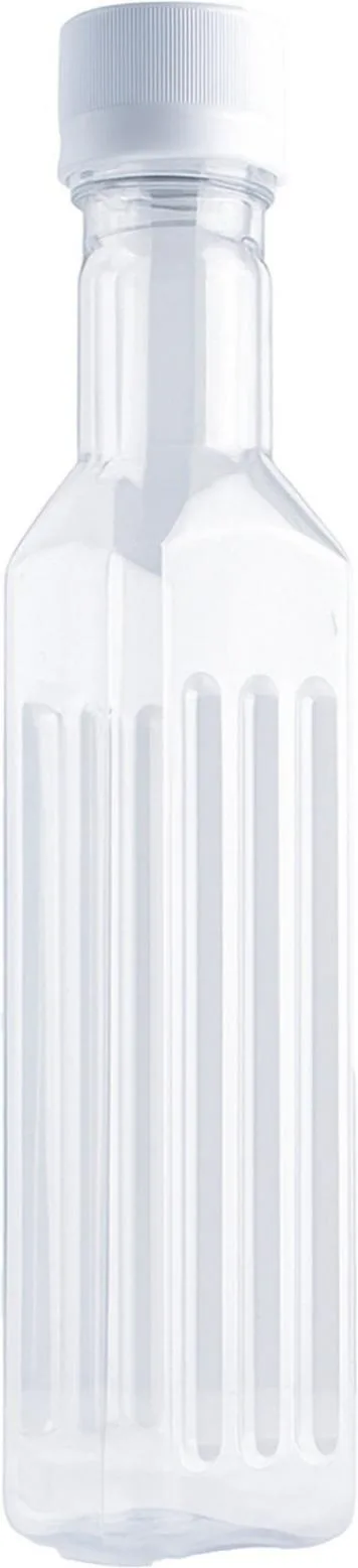 Premium Square Ribbed Plastic Bottle, 175 ml, model MC-1008